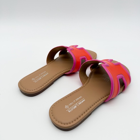 Call It Spring Kamiko Multicolor Slide Sandals Red Orange Pink 6 NEW - Picture 6 of 14